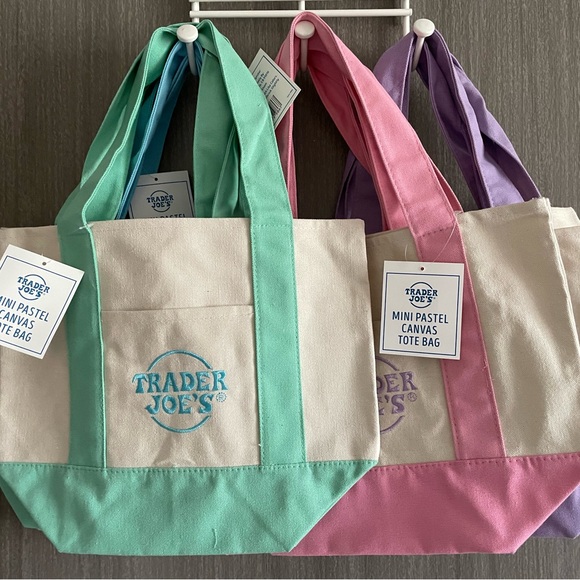 Trader Joe’s Mini Canvas Pastel Totes - Picture 2 of 4